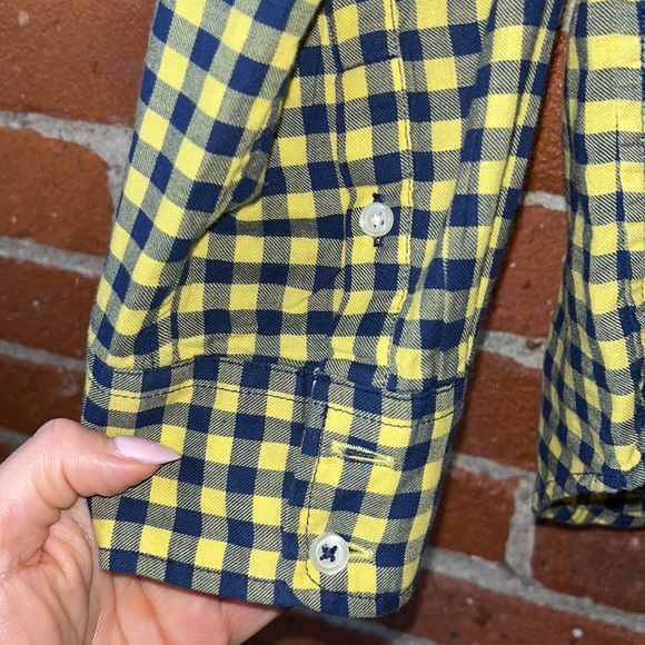 Talbot’s Shirt Button Up Gingham Blue & Yellow, Size Medium - Picture 3 of 6